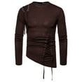 thumbnail image 1 of Men's T-Shirts Walmart+ Week Aqestyerly Men's Solid Color Slim Irregular Hem Round Neck Long Sleeve Multi-Code, 1 of 6