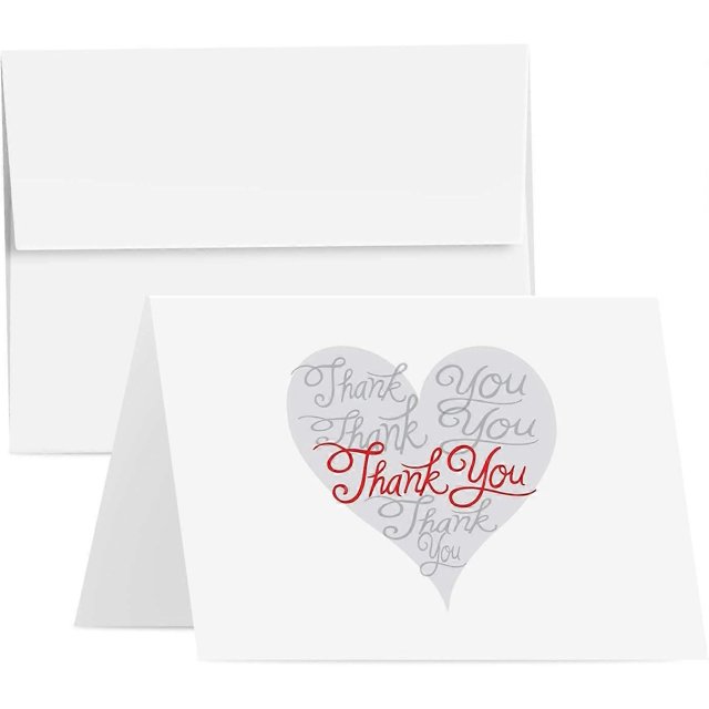 Thank You Greeting Cards & Envelopes, Beautiful & Romantic Love Hearts Greetings