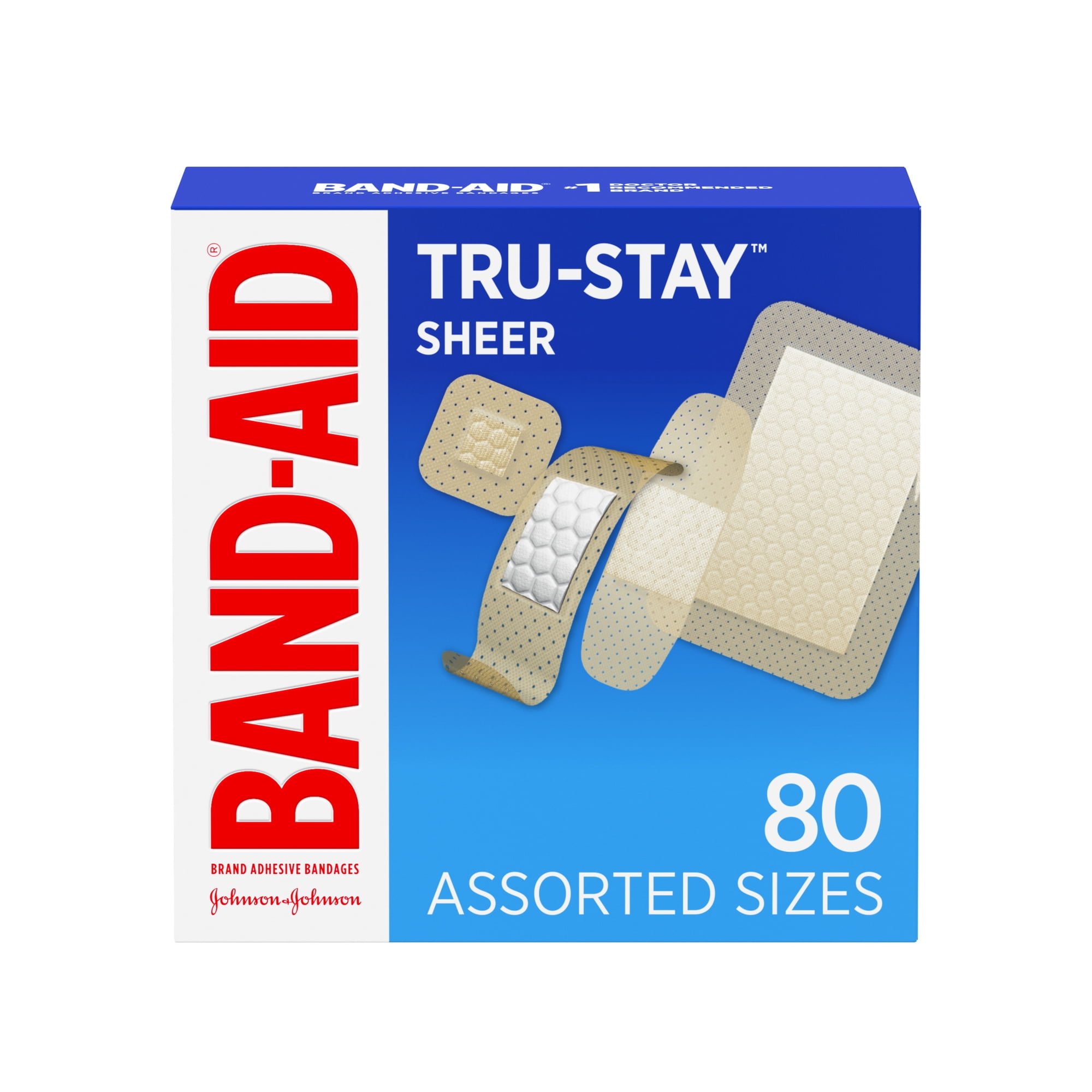 BAND-AID Brand Tru-Stay Sheer Adhesive Bandages, Assorted, 80 Count