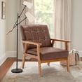 thumbnail image 5 of Miniyam Mid Century Modern Accent Chair with Wood Frame,PU Leather Single Reading Chair,Armchair for Living Room Bedroom Home Belcony Office,Brown, 5 of 11