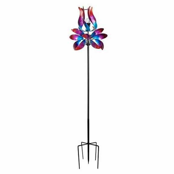 Continental Art Center 04244 Solar Metal Pink Tulip Shape Kinetic Wind Spinner Garden Stake