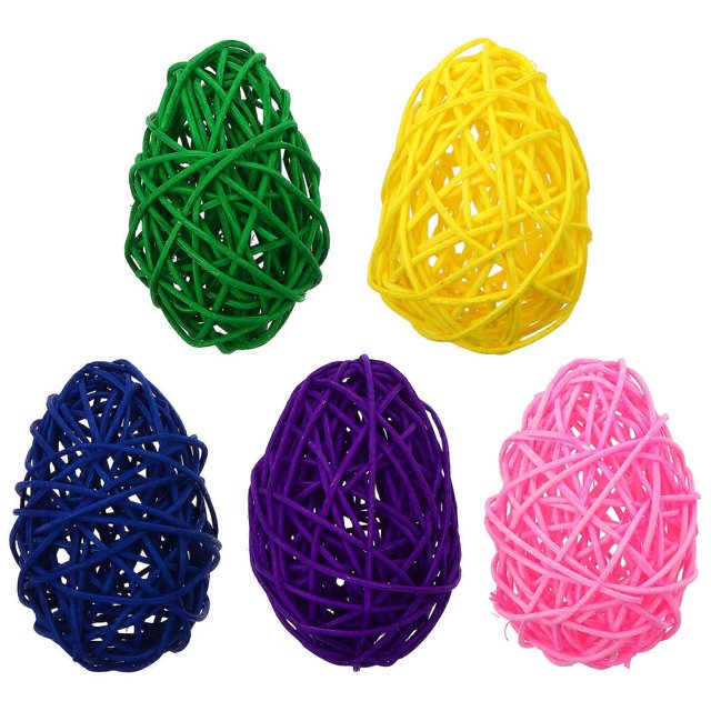 5pcs Rattan Balls Egg Shape Rattan Woven Balls Party Decors (Assorted Color)