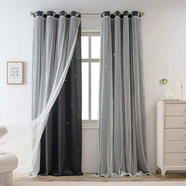 Cortina Yancorp 86x160 cm Estrella Hueca Térmica Negra