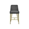 thumbnail image 5 of Maykoosh Natural Beauty Modern, Contemporary Velvet Upholstered Counter Stool with Polished Gold Metal Legs, Set of 2, 23" W x 21" D x 40" H, Ideal for Bar and Pub Height Tables-Color:Grey, 5 of 8