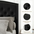 thumbnail image 4 of King Size Velvet Upholstered Bed Frame with Button Tufted Headboard, Wood Slat Support, Black, 4 of 6