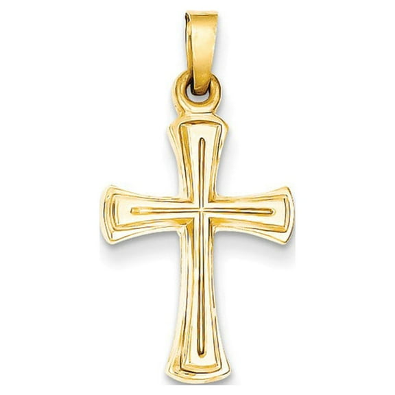 14k Yellow Gold Hollow Cross Pendant