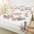 thumbnail image 3 of Manfei Chic Unicorn Twin Sheet SetsNcolorful Flower Twin Fitted Sheet,Rustuc Floral Flat Sheet For Child,Breathable Home Decor,3 Pieces, 3 of 7