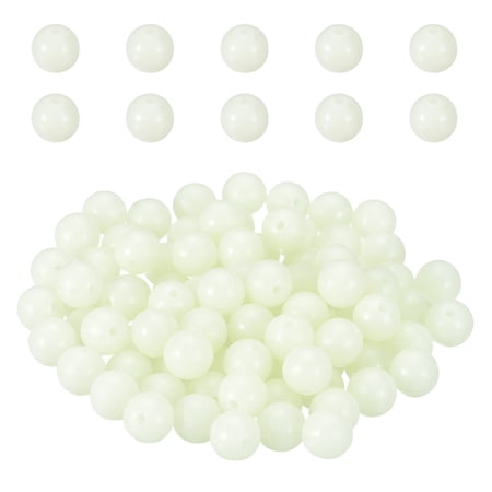 Uxcell 250 Pcs Glow Fishing Beads 10mm Plastic Luminous Round Hard Bait Egg Lure Rigs Freshwater Saltwater for Fishing Rigs for Catfish Rig Outdoor Tackle Tool White