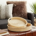 thumbnail image 3 of DecMode 20", 16"W Light Brown Rattan  Tray with Slot Handles, 2-Pieces, 3 of 11