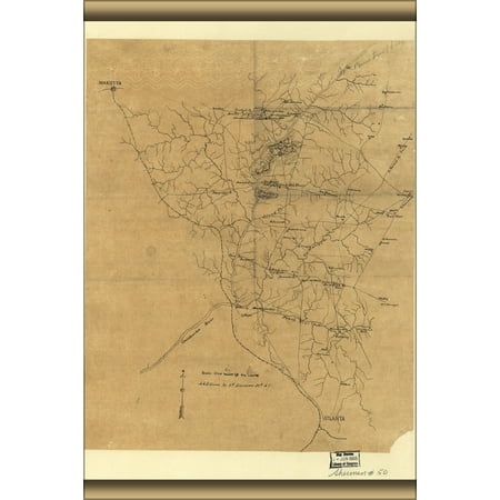 24"x36" Gallery Poster, Map of part of Fulton and Cobb co's, Georgia 1864