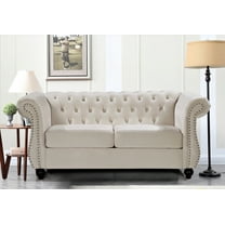 Uspridefurniture Fender 67.6'' Velvet Rolled Arm Loveseat,Beige