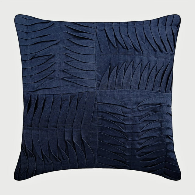 The HomeCentric Housse de Coussin Bleu Marine Housse de Coussin Moderne Patchwork Lot de 2 12x12 Pouces (30x30 cm) Housse de Coussin Carrée en Lin Housse de Coussin Texturée - Navy Knight
