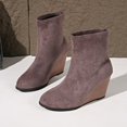 thumbnail image 5 of Mepaouo Women's Wedge Boots Suede Embroidery Sock Slip on Ankle Dress Booties with Low Wedges, 5 of 8