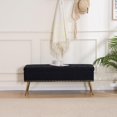 thumbnail image 6 of Velvet Storage Bench with Gold Legs and Nailhead Trim, 46" Wide Upholstered Modern Bedroom Bench for End of Bed, Tufted Ottoman for Entryway Living Room Dining Room, 6 of 9