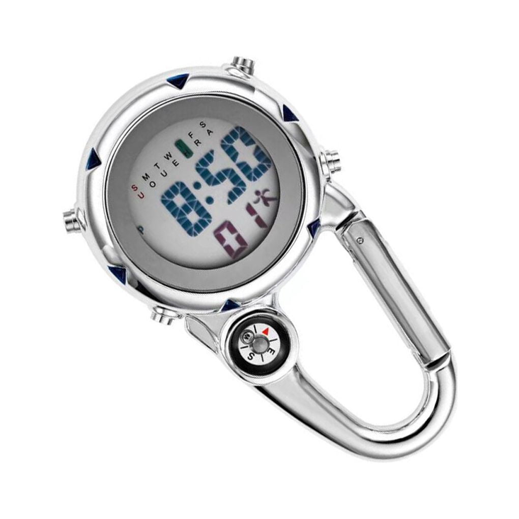 Digital Carabiner Clip Watches Hook Clock Luminous Multi-function