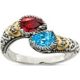 thumbnail image 2 of 14K/Silver Two-Tone Sterling Silver & 14K Two-Stone And Diamond Mother's Ring Semi-Mount (Size 8) Made In Thailand qmr20/2-8, 2 of 5