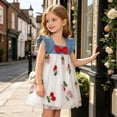thumbnail image 5 of Babcutegg Charming Denim Skirt Dress With Sweet Cherry Embellishment Breathable Sleeveless Design For Little Girls White Size 2T, 5 of 7