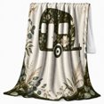 thumbnail image 2 of Rustic Camper Trailer Botanical Garden Scene Autumnal Camping, Rustic Camping Scene, Warm Flannel Blanket for Ranch House and Living Room, Outdoor Lovers Camping Gift, Rustic Home Decor, 2 of 7