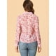 thumbnail image 3 of Blusa floral Transparente Allegra K con cuello de Color En contraste para Mujer Blanco rosa M, 3 of 6