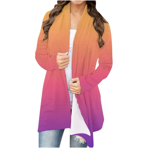 IROINNID Clearance Womens Cardigans Long Sleeve Tie Dye Cardigan Top Comfy Blouse,Orange