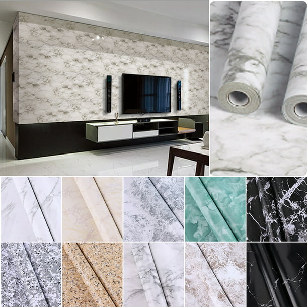 10m Roll Removable Marble Vinyl Contact Paper Self Adhesive Wallpaper Home Wall Decor Com - Adhesive Wallpaper Roll