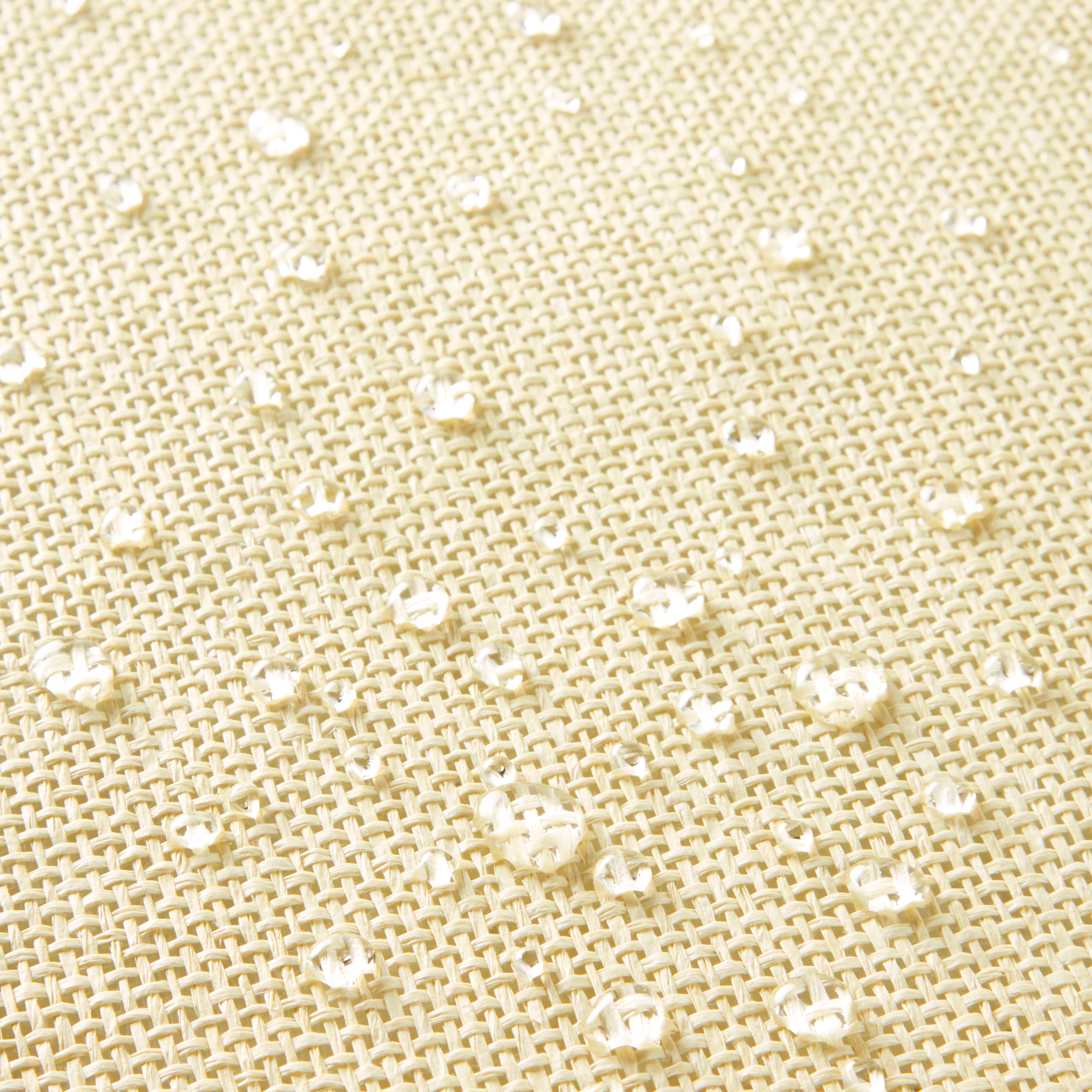 Martha Stewart Woven Water Resistant Lindos Fabric Placemat Set 6-Pack, 15" Round, Beige