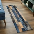 thumbnail image 4 of Navy Blue Brown Wood Runner Rug 2x6 FT, Non Slip Hallway Rugs, Farmhouse Vintage Wooden Washable Soft Floor Carpet Non-Shedding Throw Runner Carpet Long Rug for Entryway Kitchen Bedside Sliding Door, 4 of 8