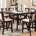 thumbnail image 2 of Transitional Style Dual Tone Ivory & Dark Cherry 9pc Set Dining Room Counter Height Table w Shelf 8x Side Chairs Dining Faux Marble Padded Chairs, 2 of 8