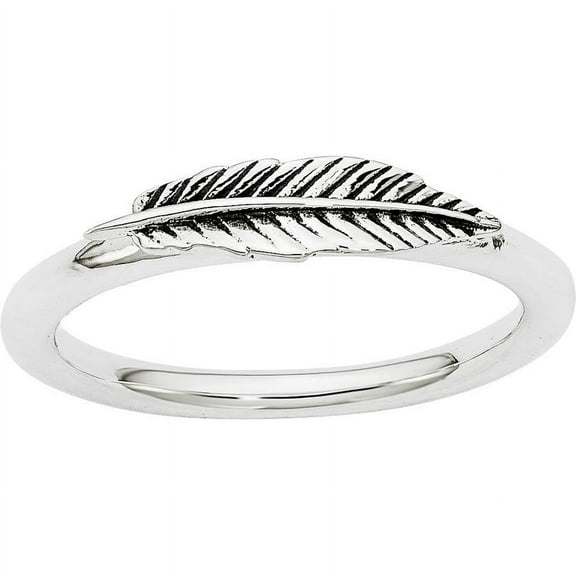 Sterling Silver Antiqued Feather Ring