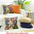 thumbnail image 4 of YILUYINQING Spring Easter Pillow Covers  Lovely Cow Cat and Ginger Cat Wearing Bunny Ears Throw Pillow Covers Tulip Floral Pillow Case for Easter Decoration Sofa Patio Garden 20x20in, 4 of 5