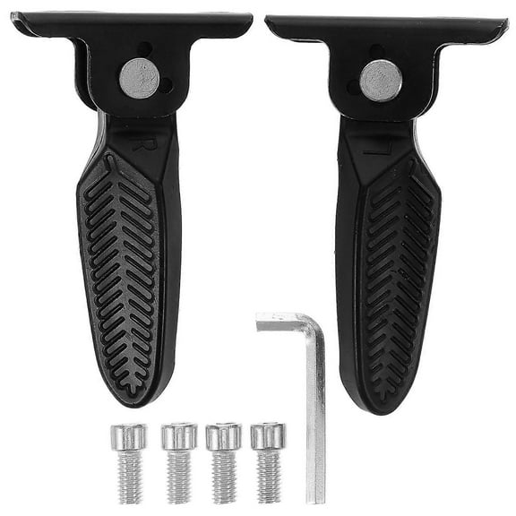 Motorcycle Foot Pegs Universal Black Electric Scooter Folding Pedals Comfortable Footrest Heavy Duty Metal 1 Pair