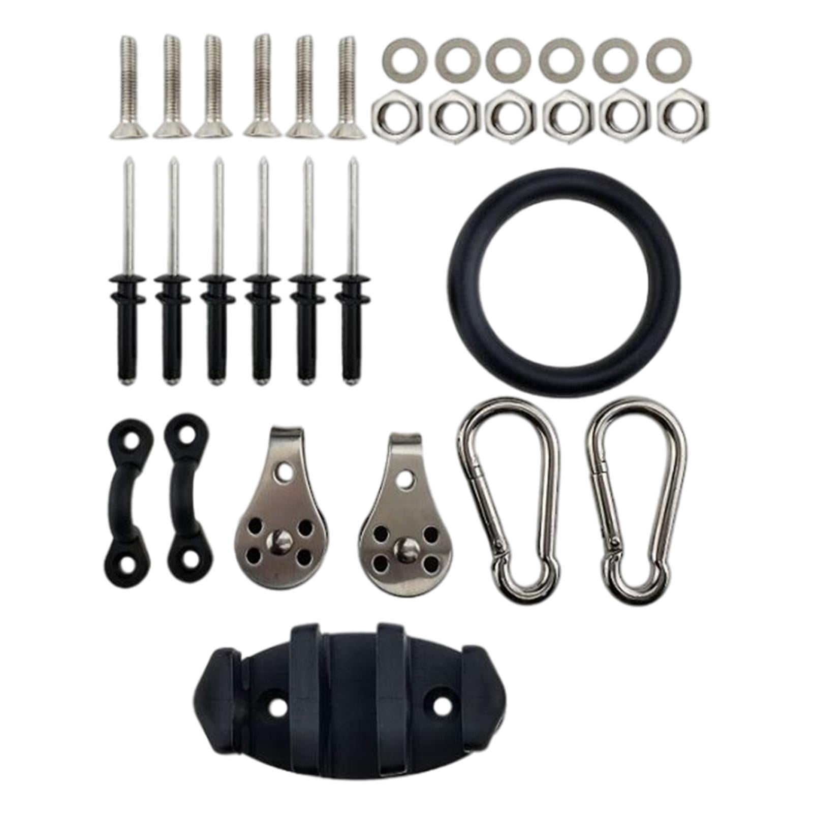 Kayak Anchor Trolley ft Rope Pulleys Nuts Deck Rigging Set Rivets Screws Pad Eyes Marine Canoe Water Sports