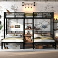 thumbnail image 2 of Bellemave Triple Bunk Beds with Stairs, Metal Twin Over Twin Over Twin Bunk Bed with Storage Shelves, Bunk Bed with Desk for 3 Teens Adults(Black）, 2 of 8