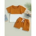 thumbnail image 2 of Baby Boys Shorts Set, Short Sleeve Patchwork T-shirt with Elastic Waist Shorts Summer Outfit, 2 of 9