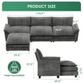 thumbnail image 3 of Furmax 3 Seats L-Shaped Sectional Sofa with Movable Ottoman for Living Room, Fabric Convertible Modular Couch, Gray, 3 of 7