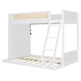 thumbnail image 7 of HICOMILA Twin over Full Bunk Bed with Side Shelves, LED Light, Solid Wood Frame, White, Loft Bed with Storage, No Box Spring Needed, for Bedroom Guest Room, 7 of 7