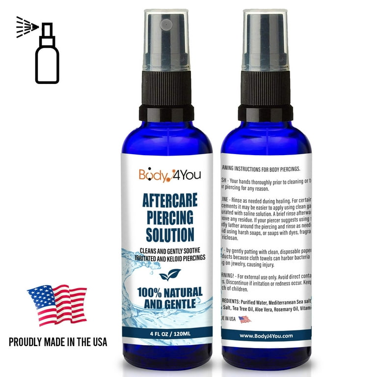 Piercing Aftercare Cleanser Saline Spray Wash Skincare Solution Mist 4oz  (120ml) 