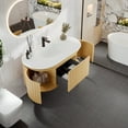 thumbnail image 6 of Eviva Haven 39"W x 22"D Oak Wall-mounted Bathroom Vanity with White Solid Surface Integrated Sink Top, 6 of 7
