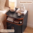 thumbnail image 6 of Farmhouse Nightstand with Built-in Charging Station Storage End Table Bedside Table Sliding Door for Bedroom Living Room, Black, 6 of 11