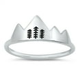 thumbnail image 1 of Mountain Tree Alpine Skiing Winter Ring .925 Sterling Silver Band Jewelry Female Male Unisex Size 10, 1 of 4