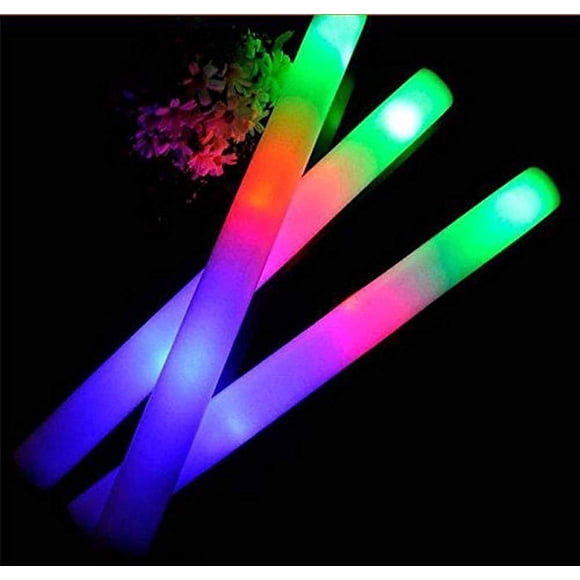100 Bâtons en Mousse à DEL Multicolores, Baguettes Lumineuses Clignotantes, Bâtons, Strobos, 3 Modes Clignotants - Fête, DJ, Concerts, Festivals, Anniversaires, Mariages, Événements, Promotions