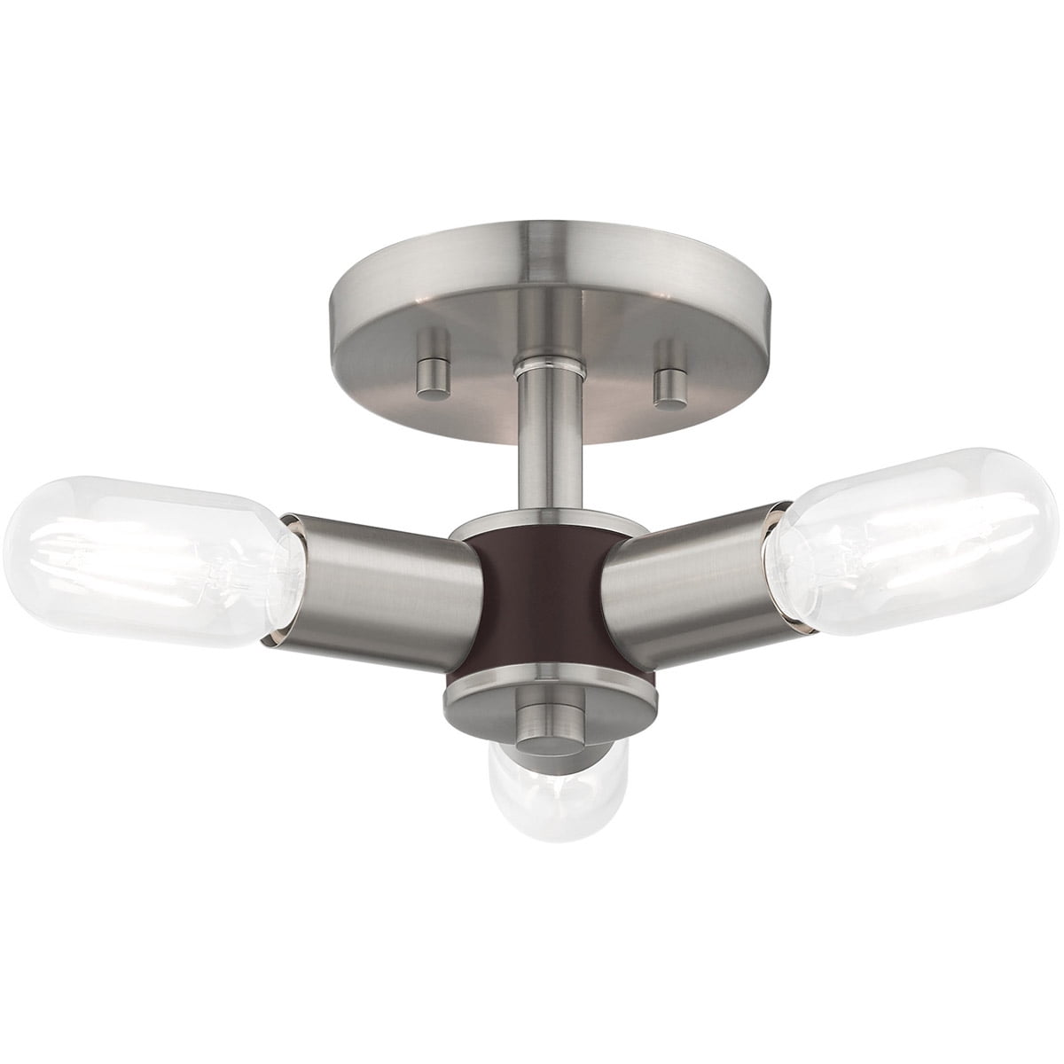 3 Light Brushed Nickel Ceiling Light fixture with Steel base material