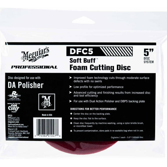 Meguiar's Soft Buff DA (Dual Action) 5" Foam Cutting Disc, DFC5, 1 Pack