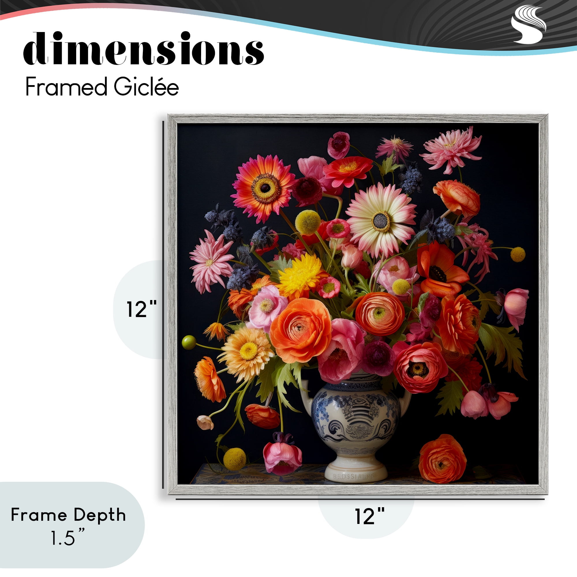 Stupell Industries Harmonious Spring Bouquet Gray Framed Giclee Art, design by Lazar Studio