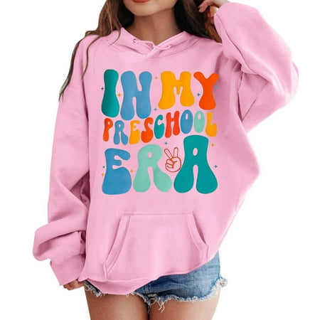 

Kids Girls Sports Shirt Boy Girl First Day Of School Casual Hoodie Pullover In My Preschool Shirt Kindergarten Hooded Sweatshirt With Pocket Suitable For Girls Boys Hoodies For Girls(Size:3-4 Years)