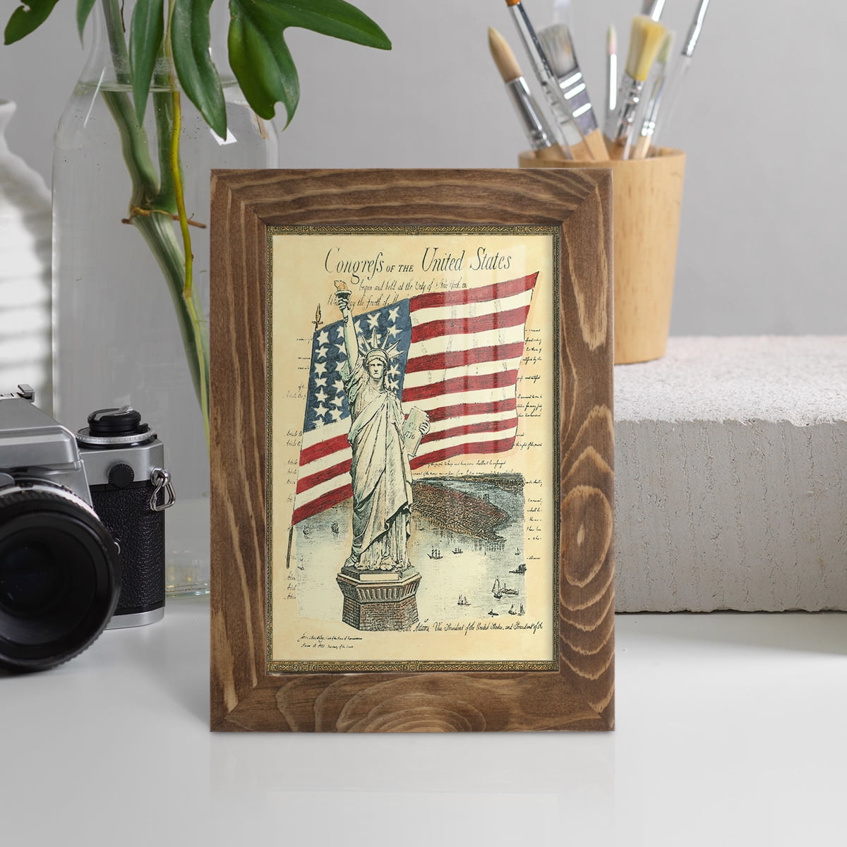 USE D # Proud To Be An American I -Framed Print w/glass-Walnut
