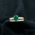 thumbnail image 2 of Rosec Jewels Certified Lab Grown Emerald Bridal Ring Set for Women - Oval Engagement Ring with Wedding Band - AAAA Quality, 10K Yellow Gold, US 9.50, 2 of 8