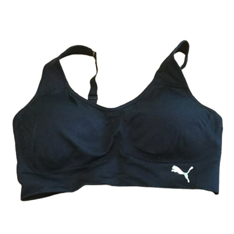 PUMA Womens Removable Cups Racerback Sports Bra 2 Pack,Black/White,Large