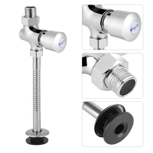 LAFGUR Toilet Urinal Flush Valve Button Type Manual Delay Automatic Shutoff, Bathroom Urinal Valve, Urinal Valve