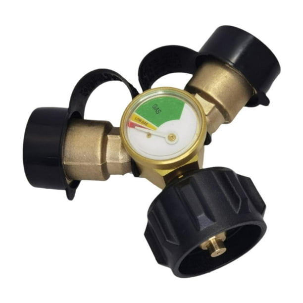 Divisor de propano Colamx de 2 vías con válvula de cierre Y conector rápido